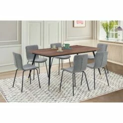 Set of 2 Gillian Modern Fabric and Metal Dining Room Chairs Light Gray - Armen Living