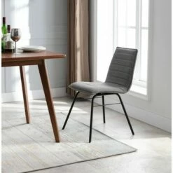 Modern Channel Chair - WOVENBYRD Charcoal Gray
