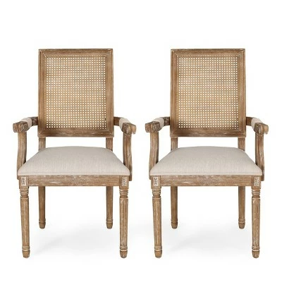 Set of 2 Maria French Country Wood and Cane Upholstered Dining Chairs - Christopher Knight Home Beige/natural 17 Set of 2 Maria French Country Wood and Cane Upholstered Dining Chairs - Christopher Knight Home Beige/natural - Image 15