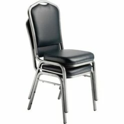 National Public Seating 2pk Deluxe Vinyl Upholstered Stack Chair - Hampton Collection Black