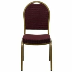Dome Back Stacking Banquet Chair Patterned Fabric Gold Frame Burgundy - Riverstone Furniture Collection -Dining Chairs And Benches Official Shop unnamed file 11389