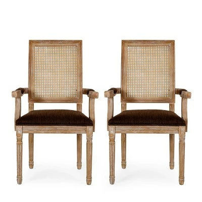 Set of 2 Maria French Country Wood and Cane Upholstered Dining Chairs - Christopher Knight Home Beige/natural 19 Set of 2 Maria French Country Wood and Cane Upholstered Dining Chairs - Christopher Knight Home Beige/natural - Image 17