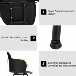 Costway 4PCS Modern Dining Chair Plastic Arm Chair Office Home w/ Metal Legs White -Dining Chairs And Benches Official Shop unnamed file 1140