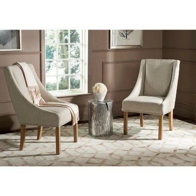 Morris Sloping Arm Dining Chair with Nail Heads (Set of 2) - Beige - Safavieh 3 Morris Sloping Arm Dining Chair with Nail Heads (Set of 2) - Beige - Safavieh