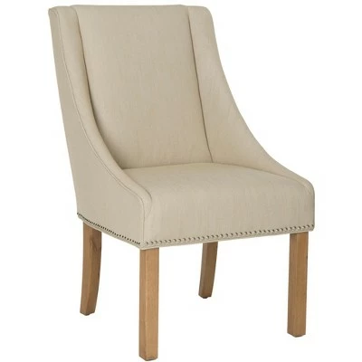 Morris Sloping Arm Dining Chair with Nail Heads (Set of 2) - Beige - Safavieh 4 Morris Sloping Arm Dining Chair with Nail Heads (Set of 2) - Beige - Safavieh - Image 2
