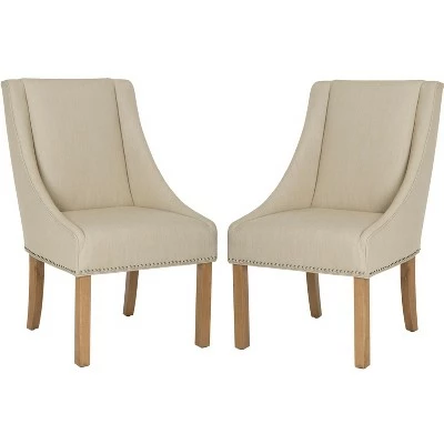 Morris Sloping Arm Dining Chair with Nail Heads (Set of 2) - Beige - Safavieh 7 Morris Sloping Arm Dining Chair with Nail Heads (Set of 2) - Beige - Safavieh - Image 5
