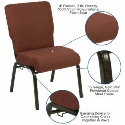 Flash Furniture Advantage Auditorium Chair - Stacking Padded Chair - 20.5inch Wide Seat - Cinnamon Fabric/Gold Vein Frame -Dining Chairs And Benches Official Shop unnamed file 11478
