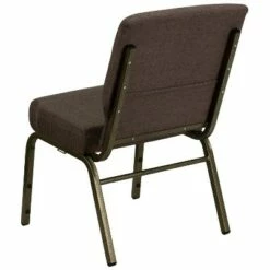 Flash Furniture HERCULES™ Series Auditorium Chair - Stacking Padded Chair - 21inch Wide Seat - Brown Fabric/Gold Vein Frame -Dining Chairs And Benches Official Shop unnamed file 11504