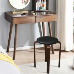 Costway Set of 4 Bentwood Round Stool Stackable Dining Chair w/Padded Seat BeigeBlack -Dining Chairs And Benches Official Shop unnamed file 11538