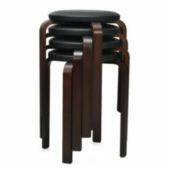 Costway Set of 4 Bentwood Round Stool Stackable Dining Chair w/Padded Seat BeigeBlack -Dining Chairs And Benches Official Shop unnamed file 11545
