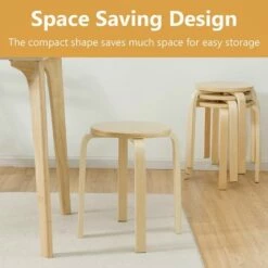 Costway Set of 4 18" Stacking Stool Round Dining Chair Backless Wood Home Decor -Dining Chairs And Benches Official Shop unnamed file 11549