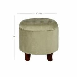 Large Round Tufted Storage Ottoman - HomePop Berry Velvet
