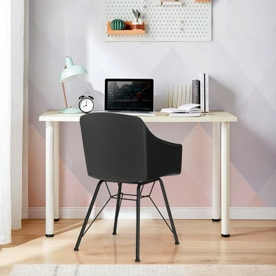 Costway Set of 2 Dining Chair Modern Molded Shell Plastic Seat Metal Frame White 4 Costway Set of 2 Dining Chair Modern Molded Shell Plastic Seat Metal Frame White - Image 2