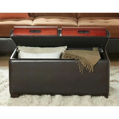 Storage Ottoman with Trays Espresso - Breighton Home 3 Storage Ottoman with Trays Espresso - Breighton Home