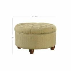 Tweed Tufted Storage Ottoman Tan/Cream - HomePop