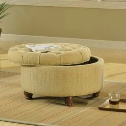 Tweed Tufted Storage Ottoman Tan/Cream - HomePop -Dining Chairs And Benches Official Shop unnamed file 11576