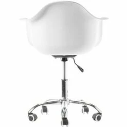 Fabulaxe Mid-Century Modern Style Swivel Plastic Shell Molded Office Task Chair with Rolling Wheels, White -Dining Chairs And Benches Official Shop unnamed file 11587