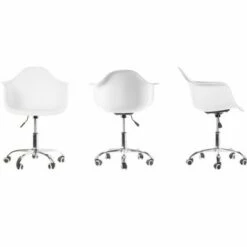 Fabulaxe Mid-Century Modern Style Swivel Plastic Shell Molded Office Task Chair with Rolling Wheels, White -Dining Chairs And Benches Official Shop unnamed file 11588