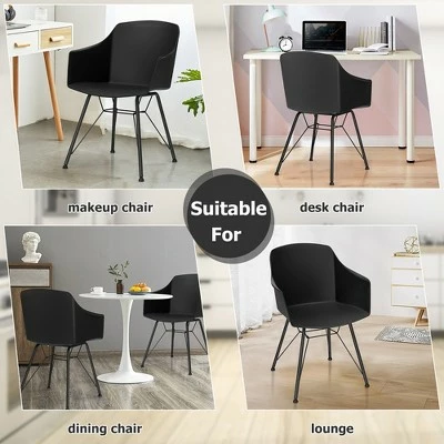 Costway Set of 2 Dining Chair Modern Molded Shell Plastic Seat Metal Frame White 6 Costway Set of 2 Dining Chair Modern Molded Shell Plastic Seat Metal Frame White - Image 4