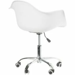 Fabulaxe Mid-Century Modern Style Swivel Plastic Shell Molded Office Task Chair with Rolling Wheels, White -Dining Chairs And Benches Official Shop unnamed file 11590