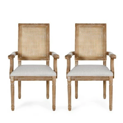 Set of 2 Maria French Country Wood and Cane Upholstered Dining Chairs - Christopher Knight Home Beige/natural 21 Set of 2 Maria French Country Wood and Cane Upholstered Dining Chairs - Christopher Knight Home Beige/natural - Image 19
