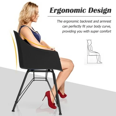 Costway Set of 2 Dining Chair Modern Molded Shell Plastic Seat Metal Frame White 9 Costway Set of 2 Dining Chair Modern Molded Shell Plastic Seat Metal Frame White - Image 7