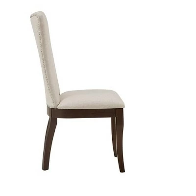 Set of 2 Airelle Nailhead Trim Upholstered Wingback Dining Chairs Beige - Inspire Q 6 Set of 2 Airelle Nailhead Trim Upholstered Wingback Dining Chairs Beige - Inspire Q - Image 4