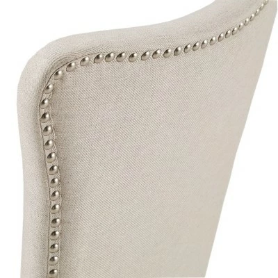 Set of 2 Airelle Nailhead Trim Upholstered Wingback Dining Chairs Beige - Inspire Q 9 Set of 2 Airelle Nailhead Trim Upholstered Wingback Dining Chairs Beige - Inspire Q - Image 7