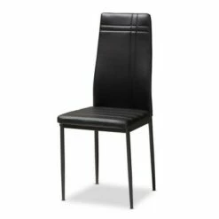 Set of 4 Matiese Modern and Contemporary Faux Leather Upholstered Dining Chairs - Baxton Studio Black