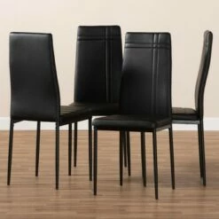 Set of 4 Matiese Modern and Contemporary Faux Leather Upholstered Dining Chairs - Baxton Studio Black -Dining Chairs And Benches Official Shop unnamed file 1192
