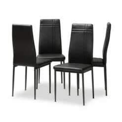 Set of 4 Matiese Modern and Contemporary Faux Leather Upholstered Dining Chairs - Baxton Studio Black -Dining Chairs And Benches Official Shop unnamed file 1194