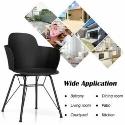 Costway Set of 2 Dining Chair Modern Petal-Shape Plastic Seat Metal Frame White -Dining Chairs And Benches Official Shop unnamed file 1213