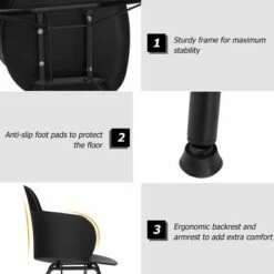 Costway Set of 2 Dining Chair Modern Petal-Shape Plastic Seat Metal Frame White -Dining Chairs And Benches Official Shop unnamed file 1216