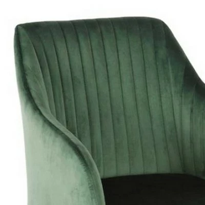 Metal Swivel Dining Chair with Channel Tufted Seat Green - Benzara 3 Metal Swivel Dining Chair with Channel Tufted Seat Green - Benzara