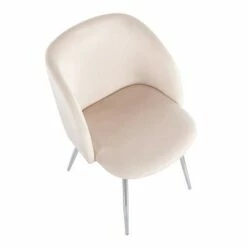 Set of 2 Fran Dining Chairs Velvet/Metal Chrome/Cream - LumiSource -Dining Chairs And Benches Official Shop unnamed file 1232