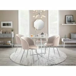 Set of 2 Fran Dining Chairs Velvet/Metal Chrome/Cream - LumiSource -Dining Chairs And Benches Official Shop unnamed file 1234