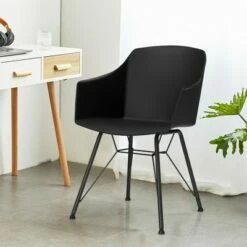 Costway 4PCS Modern Dining Chair Plastic Arm Chair Home Office w/ Metal Legs White/Black 13 Costway 4PCS Modern Dining Chair Plastic Arm Chair Home Office w/ Metal Legs White/Black -Dining Chairs And Benches Official Shop unnamed file 1275