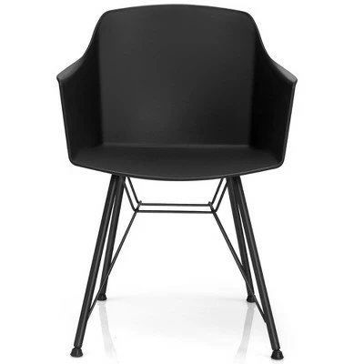 Costway 4PCS Modern Dining Chair Plastic Arm Chair Home Office w/ Metal Legs White/Black 6 Costway 4PCS Modern Dining Chair Plastic Arm Chair Home Office w/ Metal Legs White/Black - Image 5