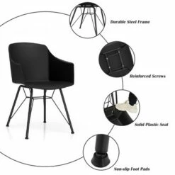 Costway 4PCS Modern Dining Chair Plastic Arm Chair Home Office w/ Metal Legs White/Black 17 Costway 4PCS Modern Dining Chair Plastic Arm Chair Home Office w/ Metal Legs White/Black -Dining Chairs And Benches Official Shop unnamed file 1279