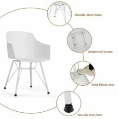 Costway 4PCS Modern Dining Chair Plastic Arm Chair Home Office w/ Metal Legs White/Black 18 Costway 4PCS Modern Dining Chair Plastic Arm Chair Home Office w/ Metal Legs White/Black -Dining Chairs And Benches Official Shop unnamed file 1280