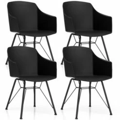 Costway 4PCS Modern Dining Chair Plastic Arm Chair Home Office w/ Metal Legs White/Black 19 Costway 4PCS Modern Dining Chair Plastic Arm Chair Home Office w/ Metal Legs White/Black -Dining Chairs And Benches Official Shop unnamed file 1281