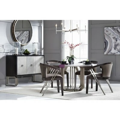 Metal Accent Dining Chair Brown - HomeFare 3 Metal Accent Dining Chair Brown - HomeFare