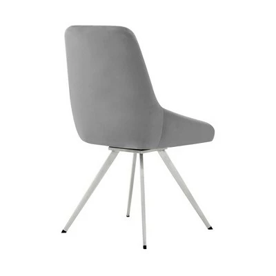 Set of 2 Skye Swivel Velvet and Brushed Stainless Steel Dining Chairs Light Gray - Armen Living 5 Set of 2 Skye Swivel Velvet and Brushed Stainless Steel Dining Chairs Light Gray - Armen Living - Image 3