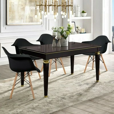 Costway 4PCS Molded Dining Arm Chair Side Chair Home Kitchen w/ Wooden Legs 5 Costway 4PCS Molded Dining Arm Chair Side Chair Home Kitchen w/ Wooden Legs - Image 3