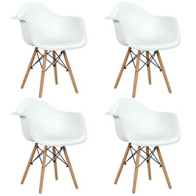 Costway 4PCS Molded Dining Arm Chair Side Chair Home Kitchen w/ Wooden Legs 12 Costway 4PCS Molded Dining Arm Chair Side Chair Home Kitchen w/ Wooden Legs - Image 10