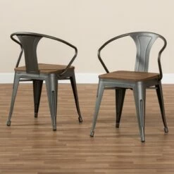 Baxton Studio Set of 2 Henri Tolix Finished Steel Stackable Side Chairs Brown - BaxtonStudio -Dining Chairs And Benches Official Shop unnamed file 1490