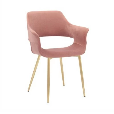 Gigi Velvet Metal Dining Room Chair Pink - Armen Living 3 Gigi Velvet Metal Dining Room Chair Pink - Armen Living