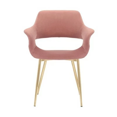 Gigi Velvet Metal Dining Room Chair Pink - Armen Living 4 Gigi Velvet Metal Dining Room Chair Pink - Armen Living - Image 2