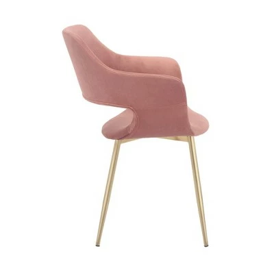 Gigi Velvet Metal Dining Room Chair Pink - Armen Living 5 Gigi Velvet Metal Dining Room Chair Pink - Armen Living - Image 3