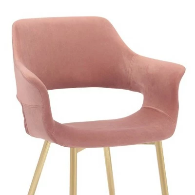 Gigi Velvet Metal Dining Room Chair Pink - Armen Living 8 Gigi Velvet Metal Dining Room Chair Pink - Armen Living - Image 6